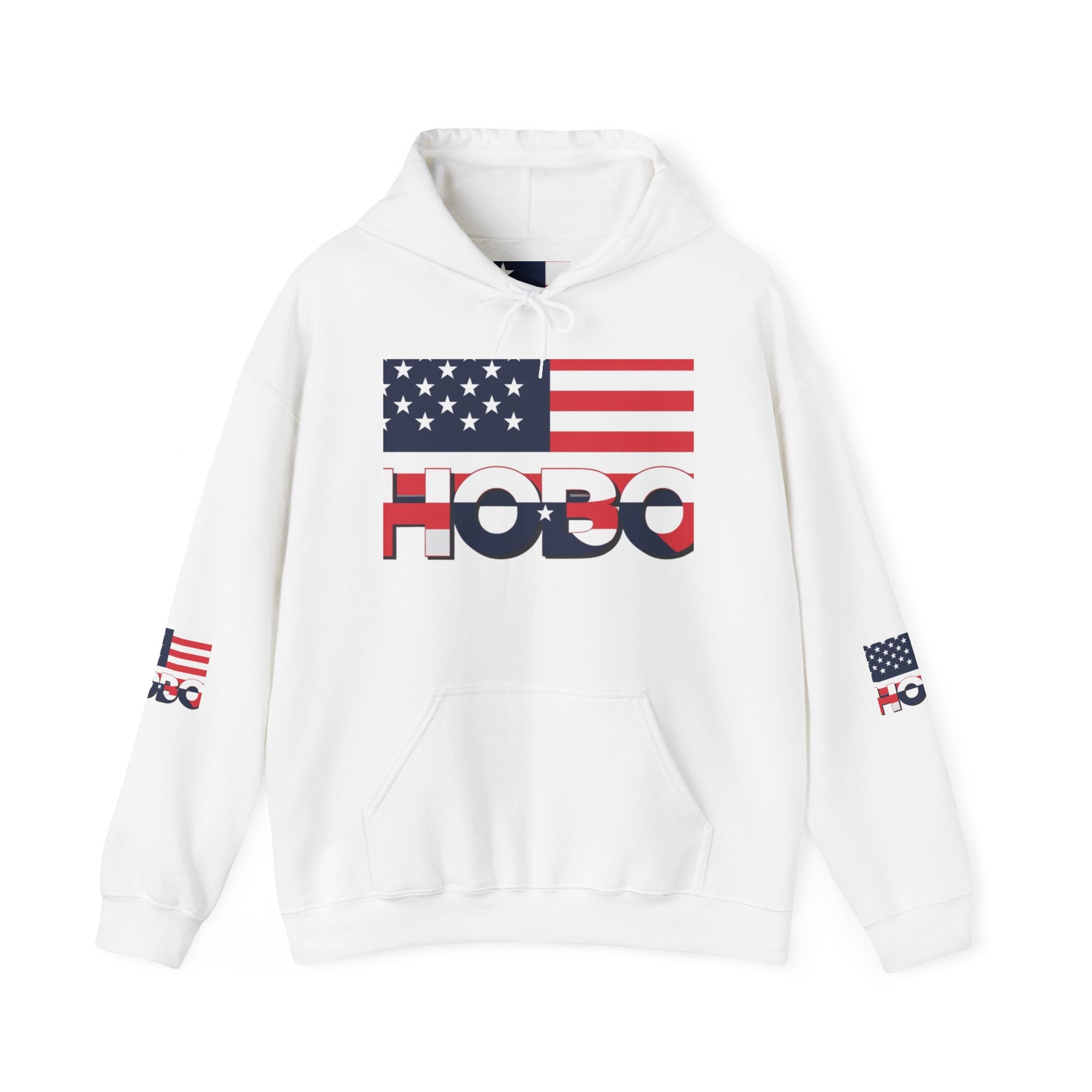 American Flag Hobo Hoodie | Unisex Heavy Blend Sweatshirt, Patriotic Apparel, Independence Day, Casual Wear, Gifts for Him/Her