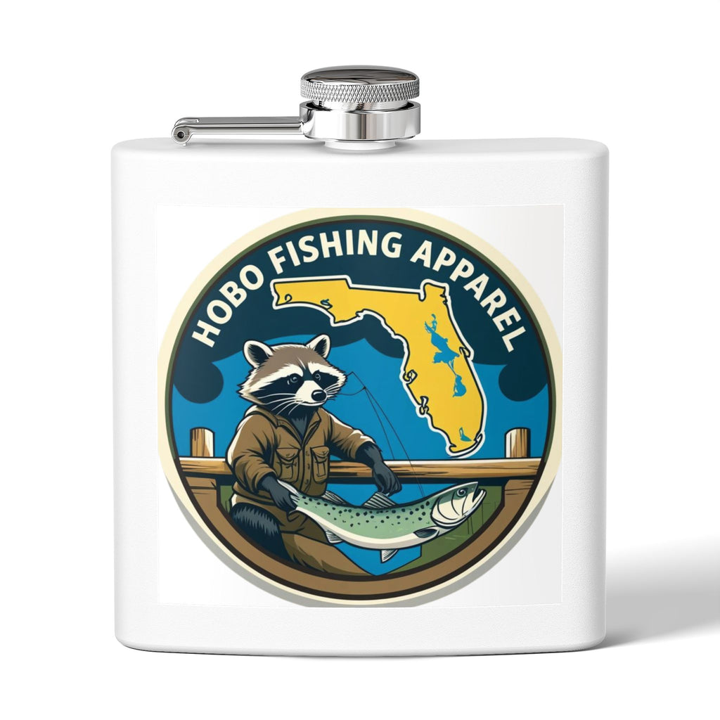 Fishing Flask Gift for Outdoorsy Friends, Camping Gear, Hobo Fishing Apparel, Adventure Flask for Men, Unique Beer Flask
