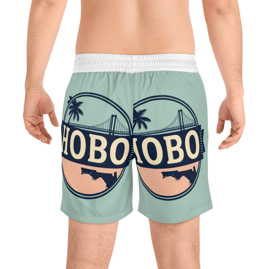 Men's Mid-Length Swim Shorts - Summer Vibes, Beachwear, Vacation Essentials, Pool Party Gear, Retro Style, Hobos Design