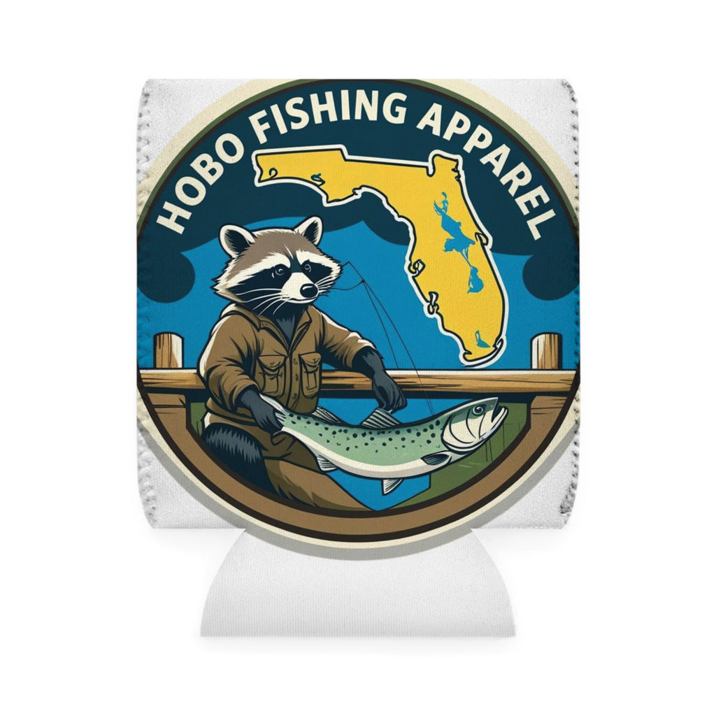Fishing Can Cooler Sleeve, Hobo Fishing Apparel, Outdoor Drink Insulator, Gift for Fishermen, Summer Party Accessories, Fishing Trip Gear