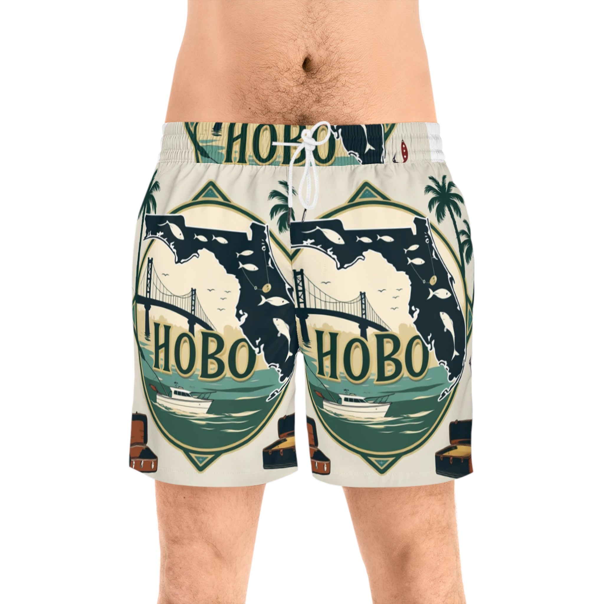 Men's Vibrant Florida Print Swim Shorts | Beachwear, Summer Vibes, Travel Essentials, Pool Party Outfit, Gift for Him