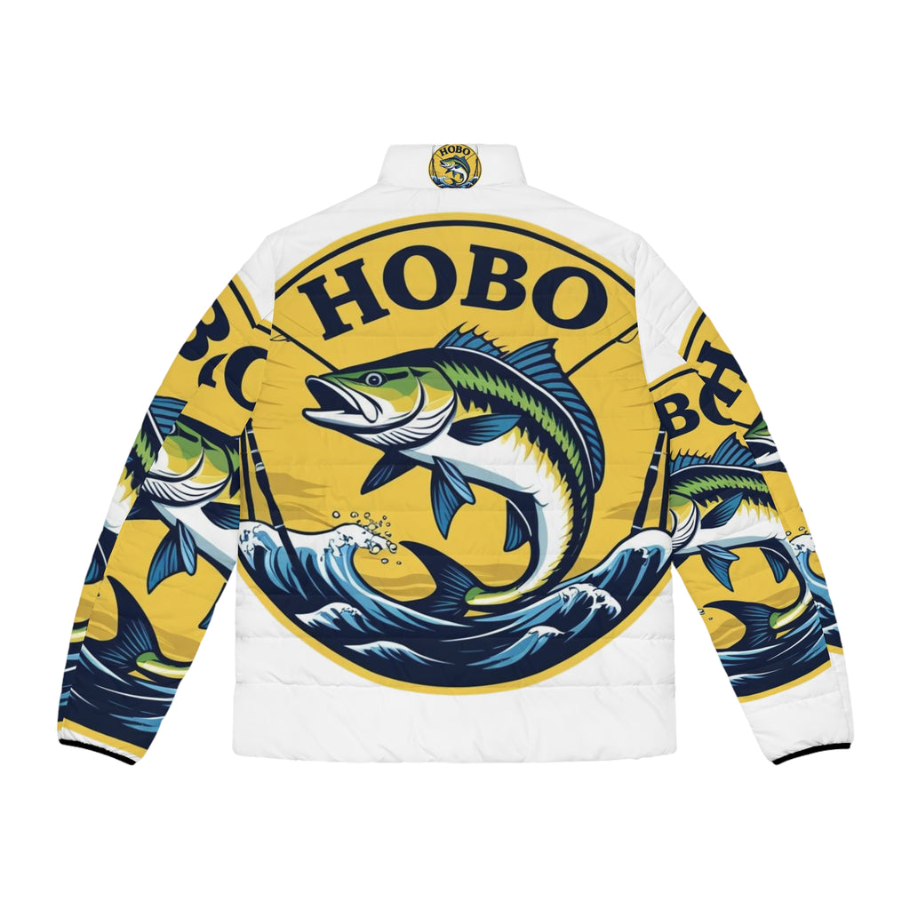 Fish-Themed Men's Puffer Jacket - Perfect for Fishing Enthusiasts, Outdoor Adventures, Winter Wear, Unique Gift