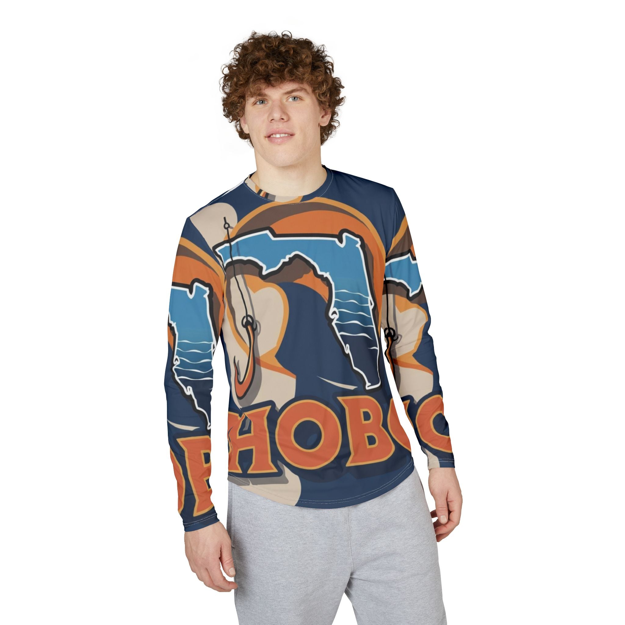 Men's UV Protection Fishing Shirt with Florida Design, Outdoor Apparel, Sun Protection, Summer Style, Great for Fishing Trips, Beach Days