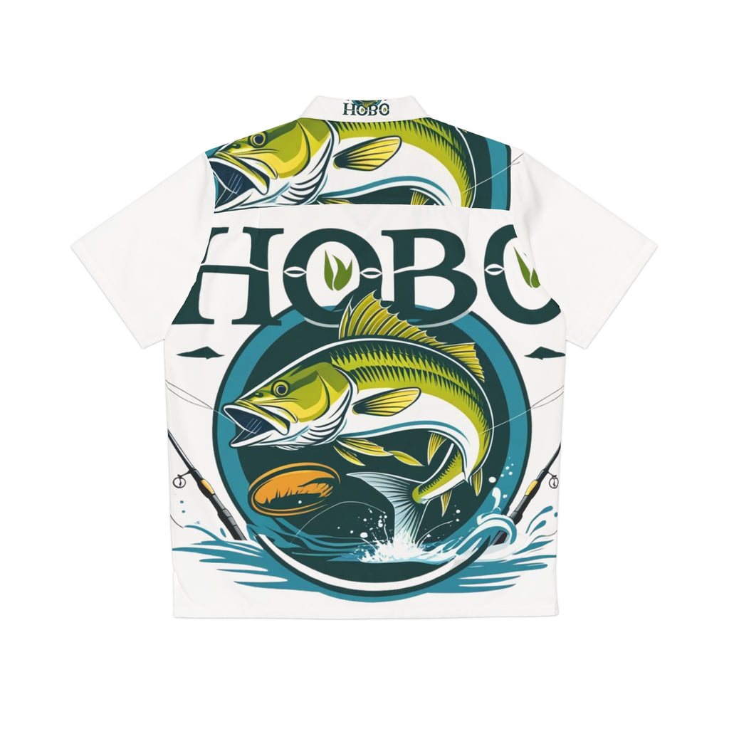 Men's Hawaiian Shirt with Fishing Design, Summer Vibes, Vacation Wear, Beach Shirt, Outdoor Adventure Clothing, Perfect Gift for Fishermen
