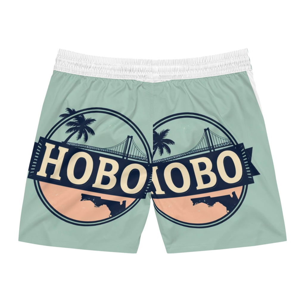 Men's Mid-Length Swim Shorts - Summer Vibes, Beachwear, Vacation Essentials, Pool Party Gear, Retro Style, Hobos Design