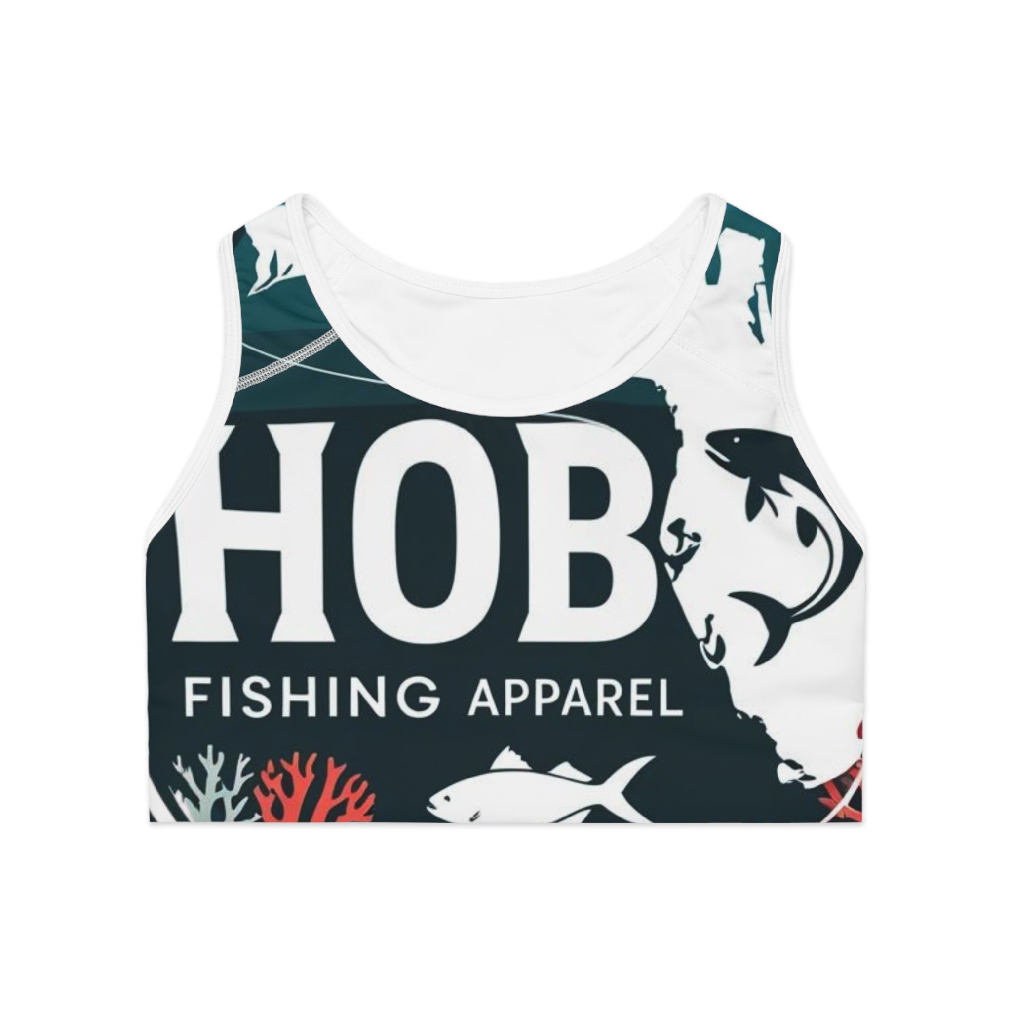 HOB Fishing Apparel Sports Bra, Activewear, Workout Gear, Gym Clothing, Gift for Sports Lovers, Summer Essentials