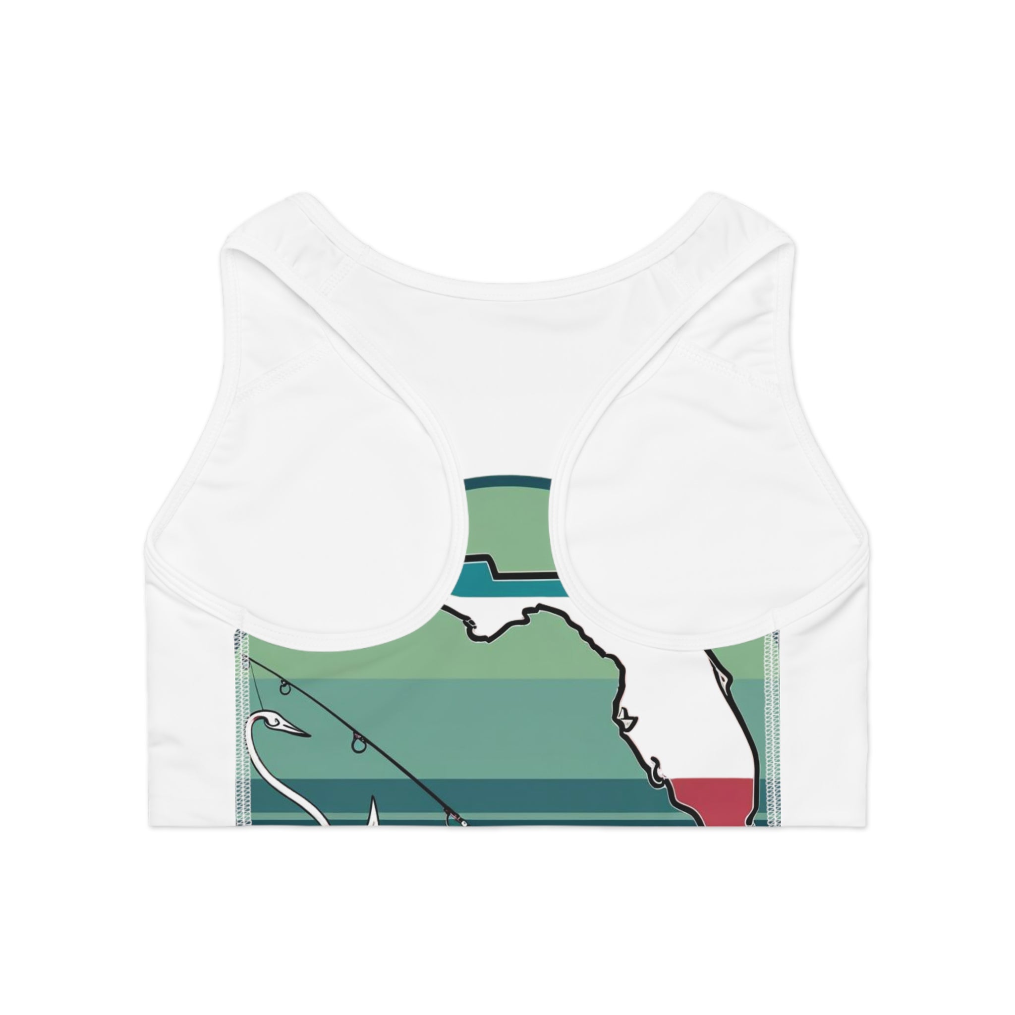 Florida Fishing Sports Bra, Activewear for Outdoor Enthusiasts, Gym Top, AOP Sports Bra, Fitness Gear, Unique Fitness Apparel