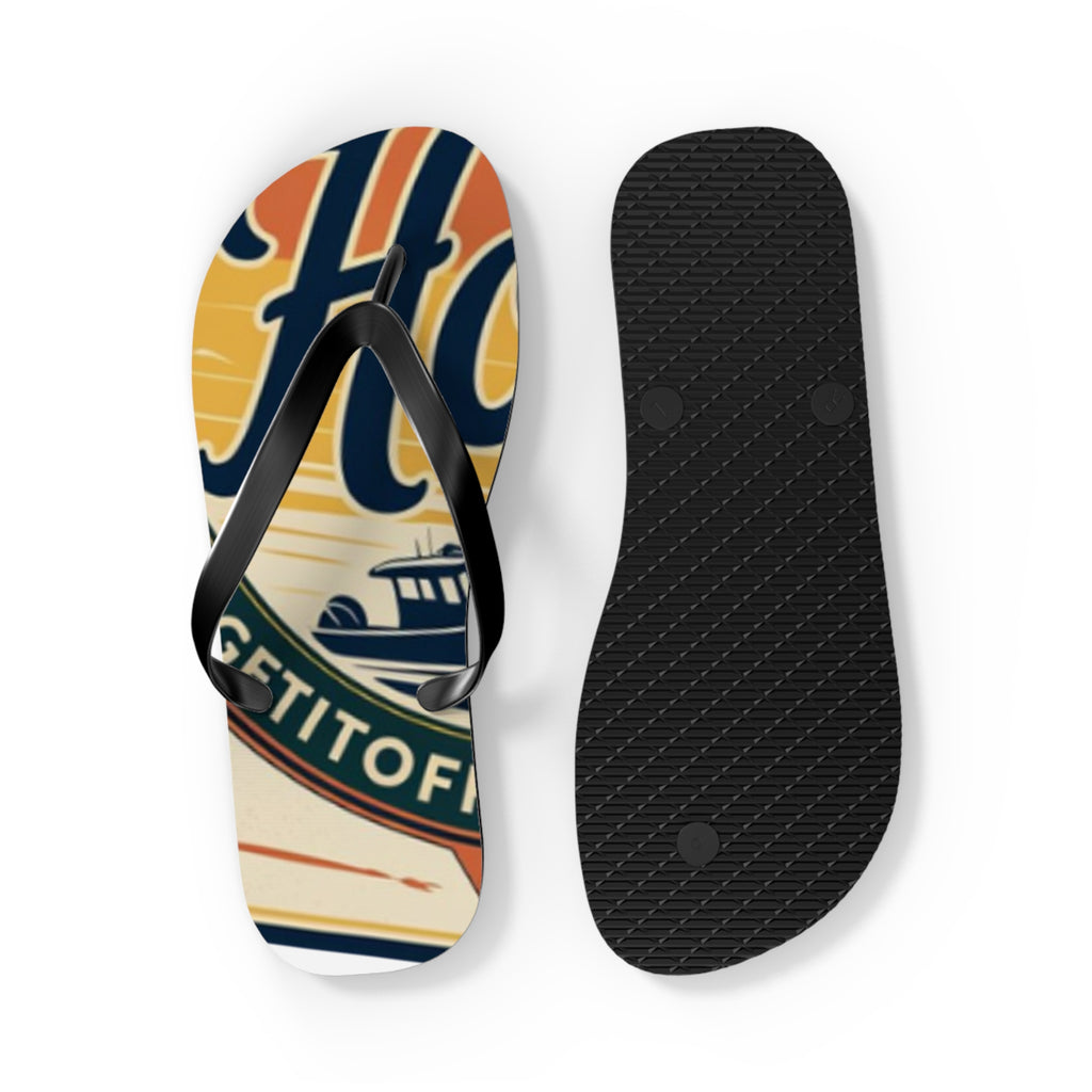 Retro Beach Flip Flops, Summer Footwear, Vacation Sandals, Gift for Beach Lovers, Custom Printed Flip Flops