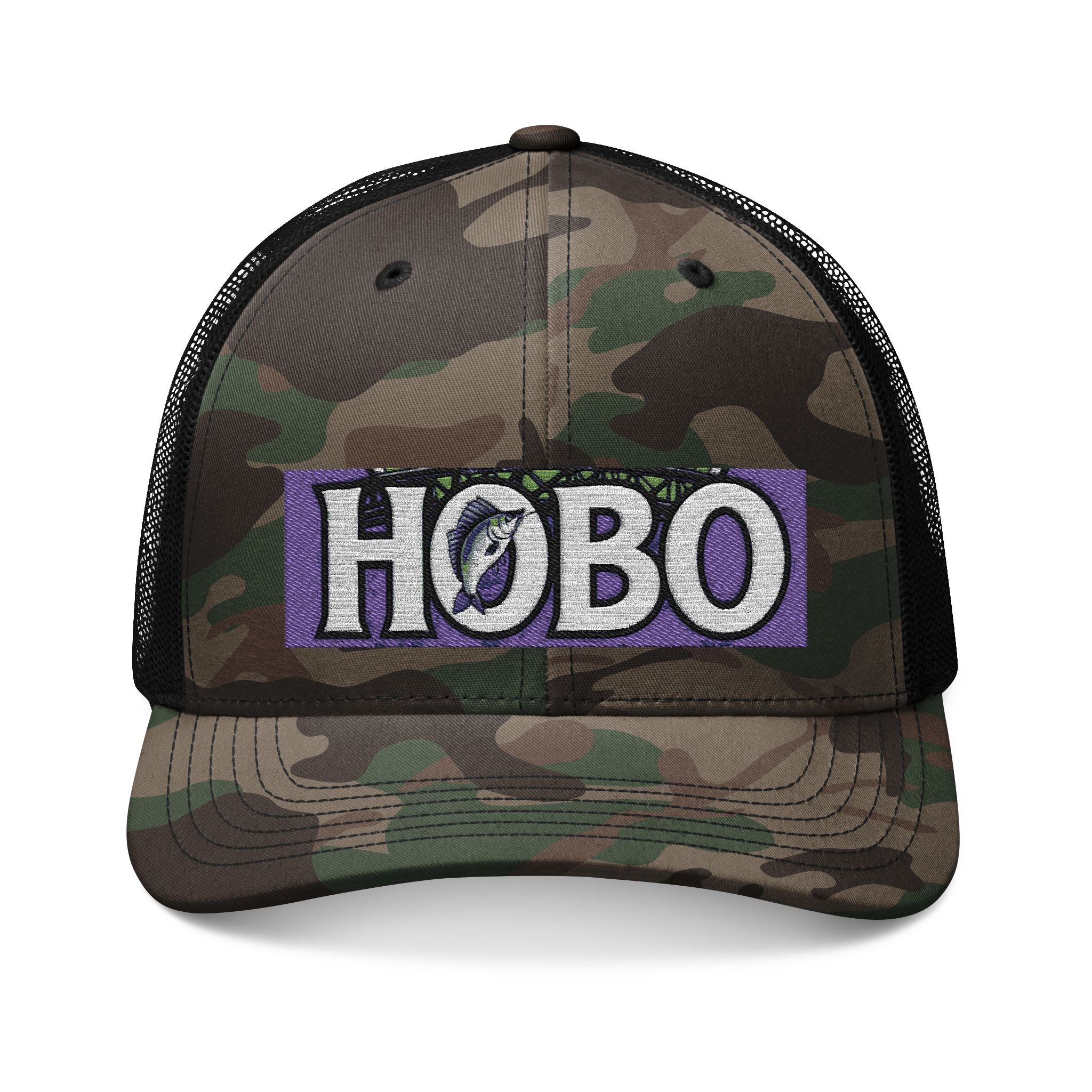 Camouflage Embroidered Trucker Hat for Outdoor Adventurers, Stylish Cap for Camping, Fishing, Hiking, Casual Wear, Gift for Nature Lovers