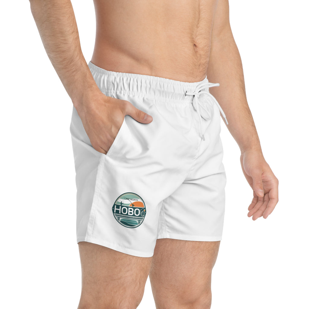 Retro Hobo Swim Trunks for Beach Days, Summer Vacation Gear, Lightweight Pool Shorts, Perfect for Surfing and Relaxing