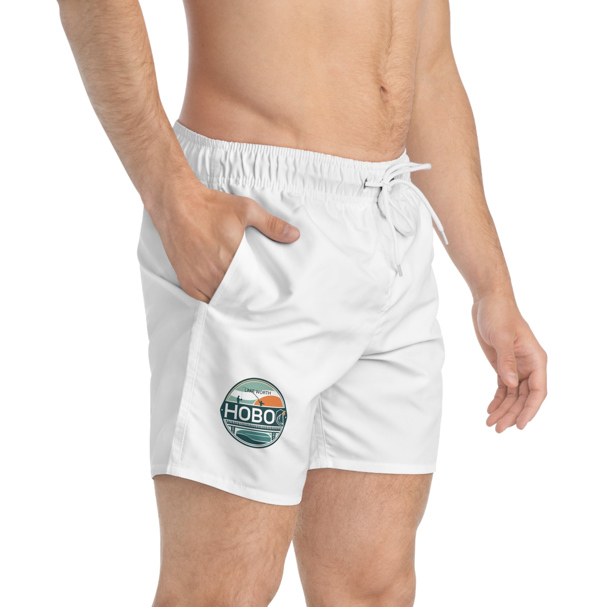 Retro Hobo Swim Trunks for Beach Days, Summer Vacation Gear, Lightweight Pool Shorts, Perfect for Surfing and Relaxing