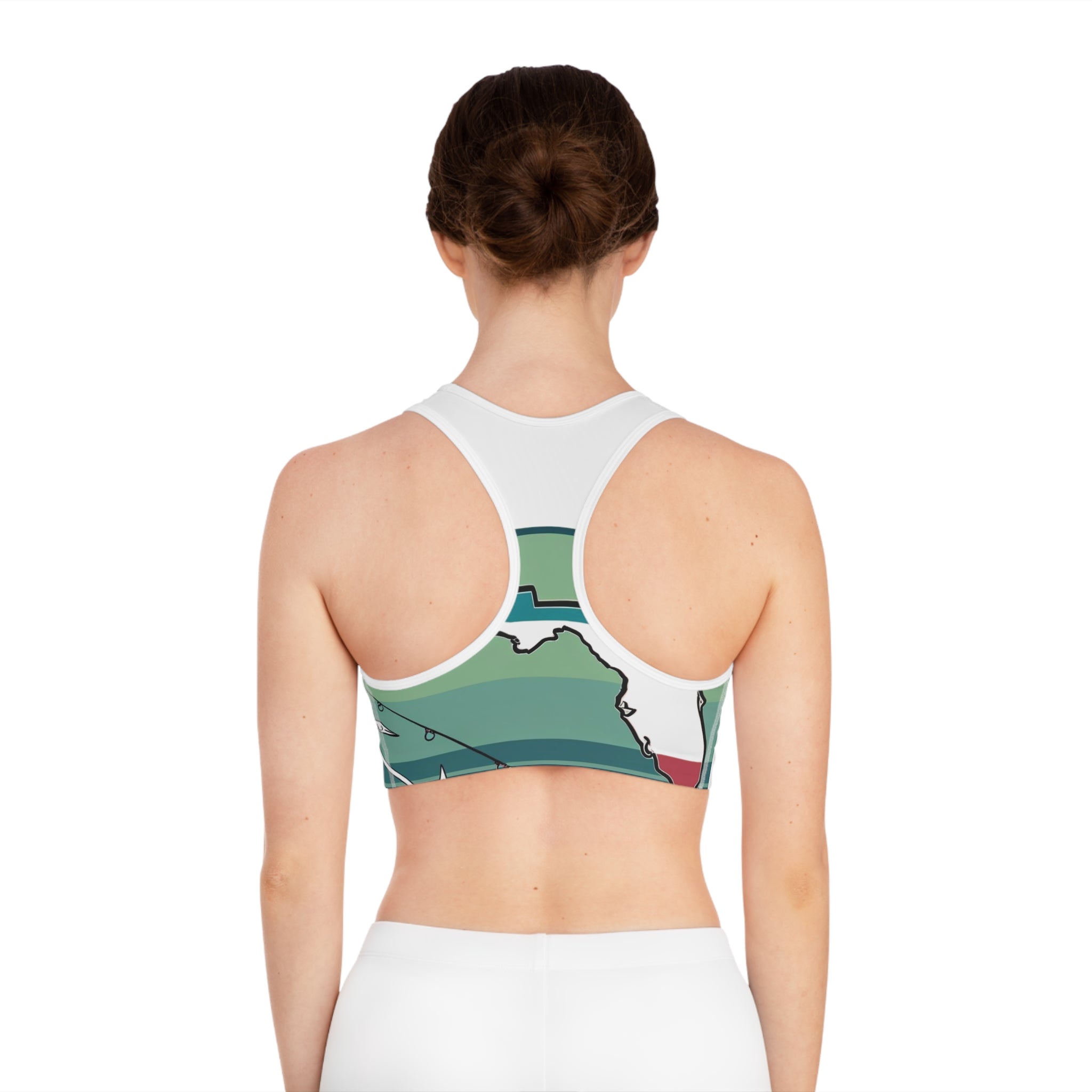 Florida Fishing Sports Bra, Activewear for Outdoor Enthusiasts, Gym Top, AOP Sports Bra, Fitness Gear, Unique Fitness Apparel