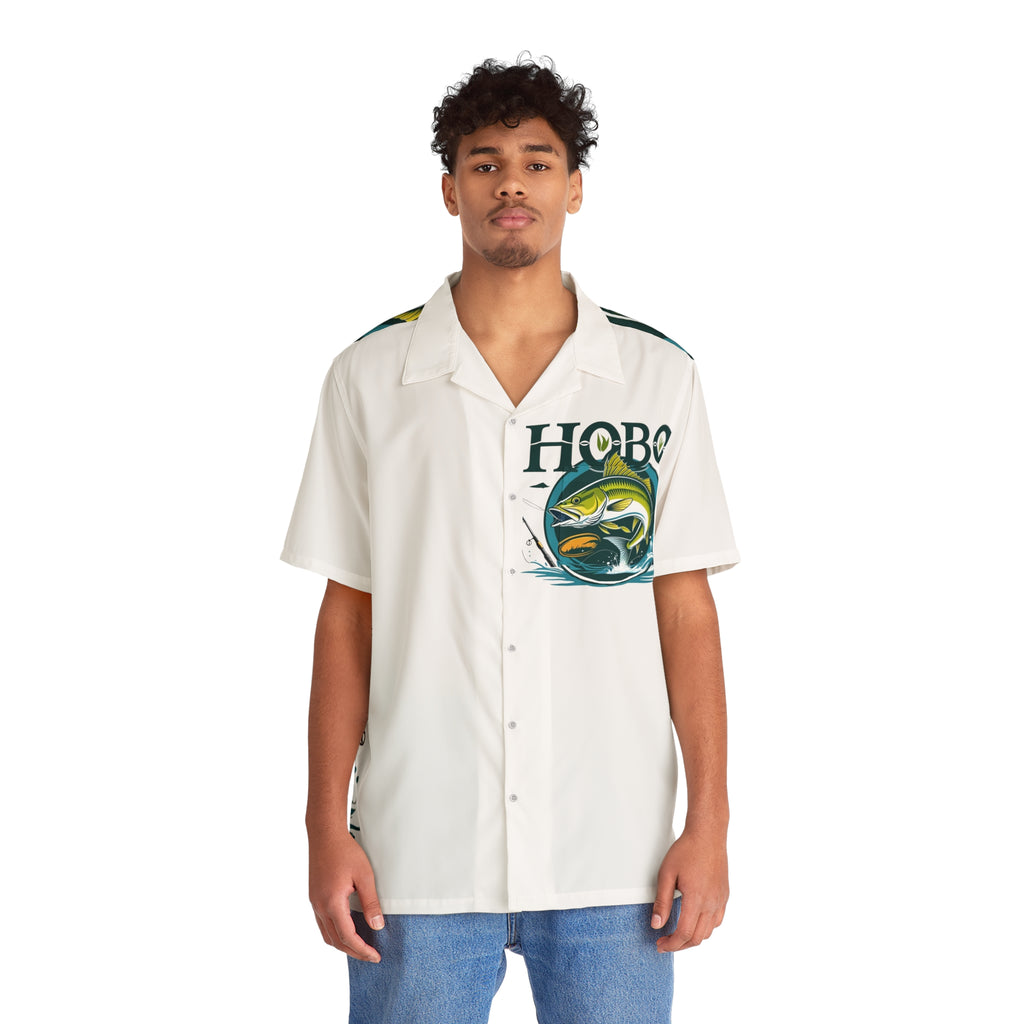 Men's Hawaiian Shirt with Fishing Design, Summer Vibes, Vacation Wear, Beach Shirt, Outdoor Adventure Clothing, Perfect Gift for Fishermen