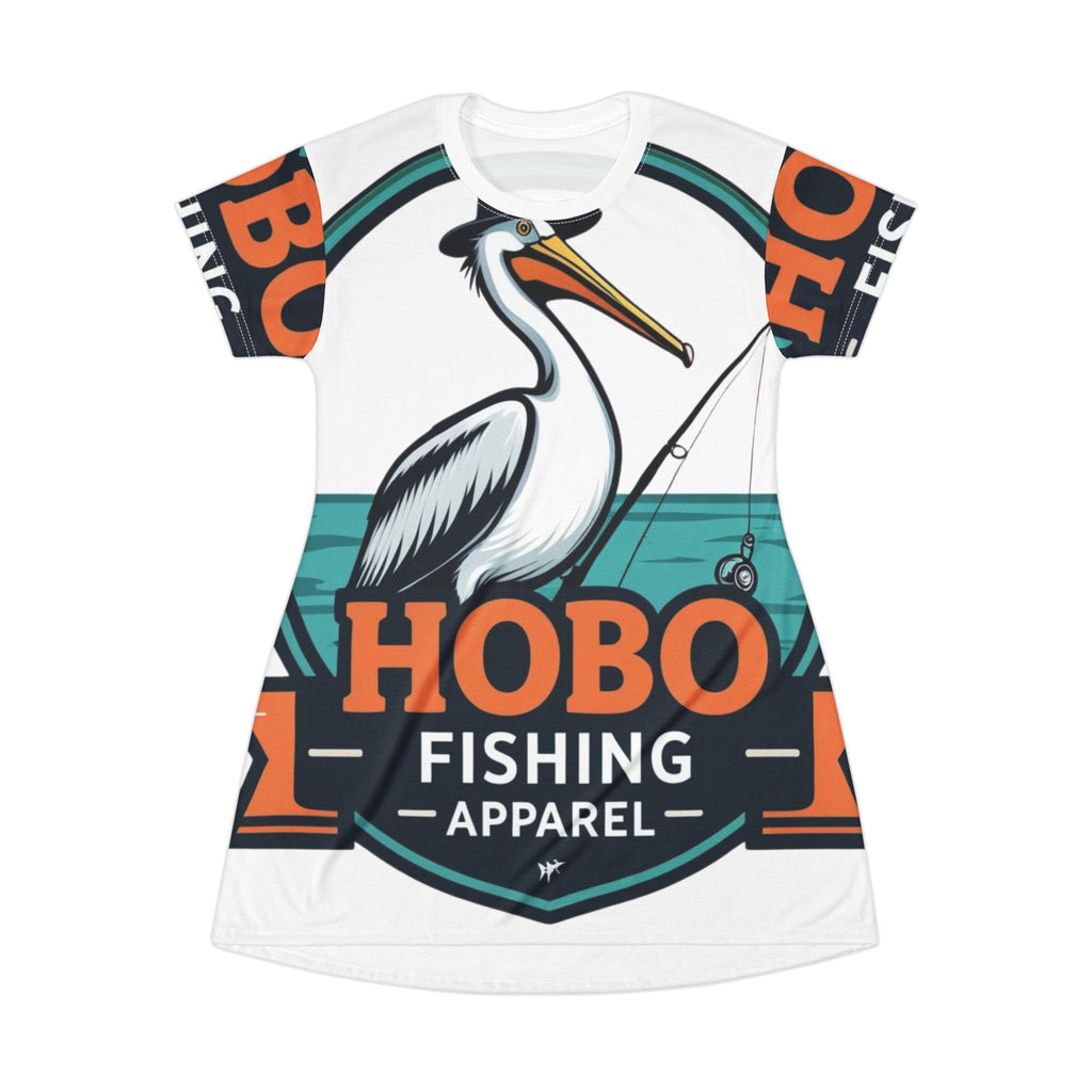 Vintage Fishing T-Shirt Dress, Boho Style Casual Wear, Summer Beach Outfit, Fishing Lover Gift, Nautical Apparel