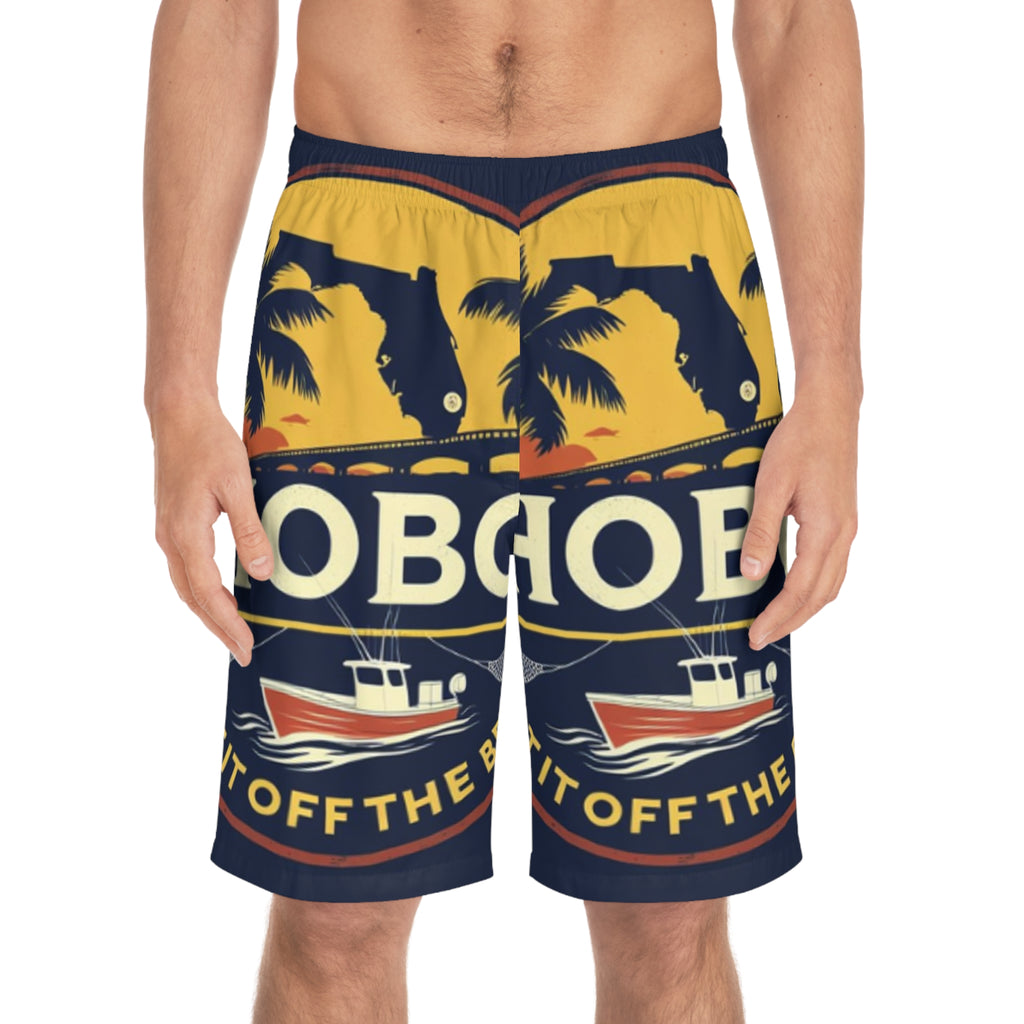 Hobobo Florida Men's Board Shorts | Fishing Beachwear, Summer Swim Trunks, Coastal Lifestyle Shorts, Vacation Essential, Beach Party Gear