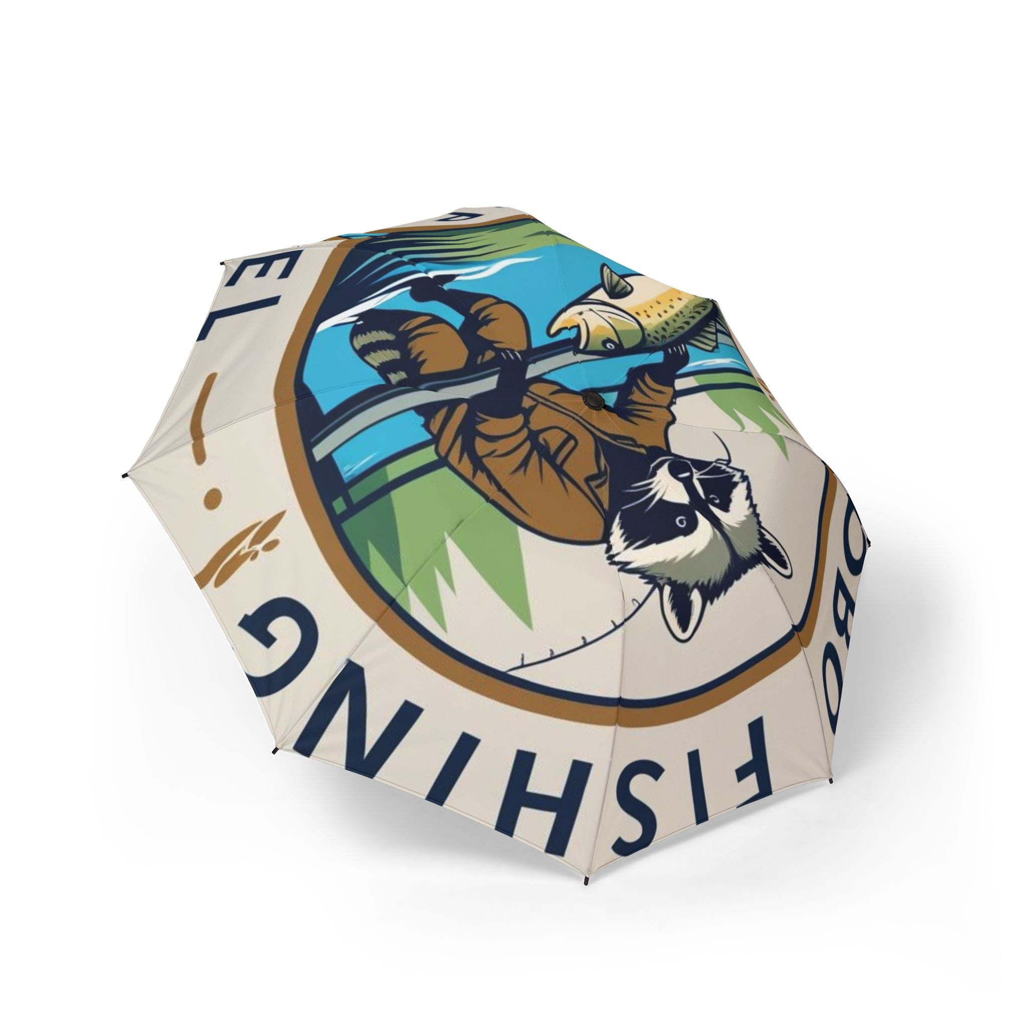 Fishing-Themed Semi-Automatic Foldable Umbrella - Perfect for Outdoors, Gifts for Fishermen, Rainy Days, Beach Days, Summer Adventures
