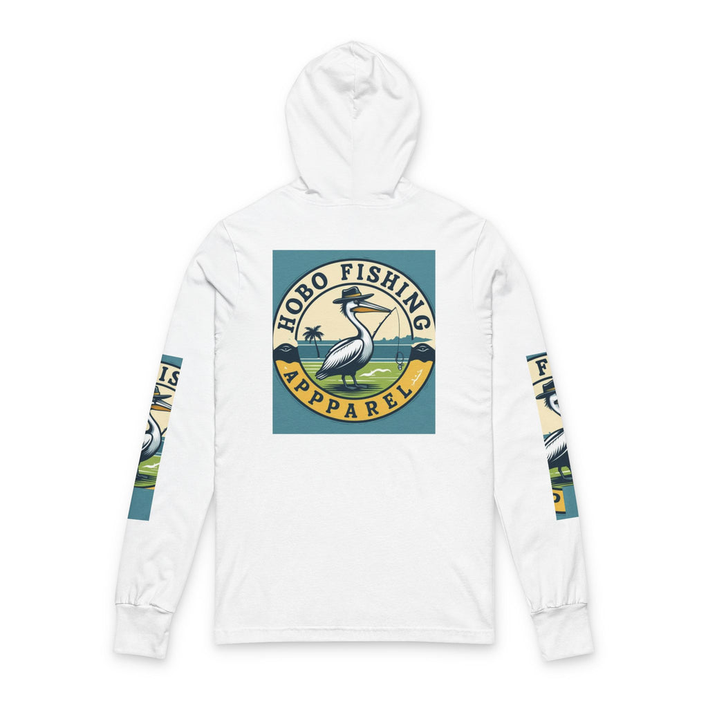 Hobo Fishing Hooded Long Sleeve Tee | Unisex Fishing Shirt, Outdoor Apparel, Camping Gear, Gift for Fishermen, Summer Style