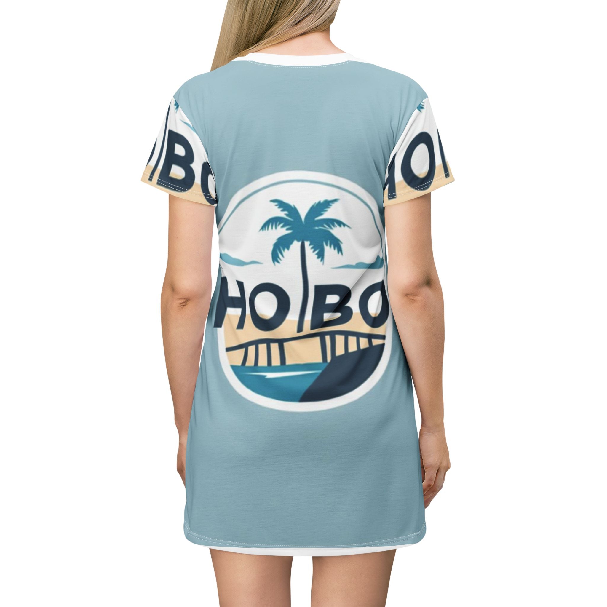 Tropical Vibes T-Shirt Dress, Casual Summer Dress, Beachwear, Vacation Outfit, Eco-Friendly Fashion, HOBO Graphic Design