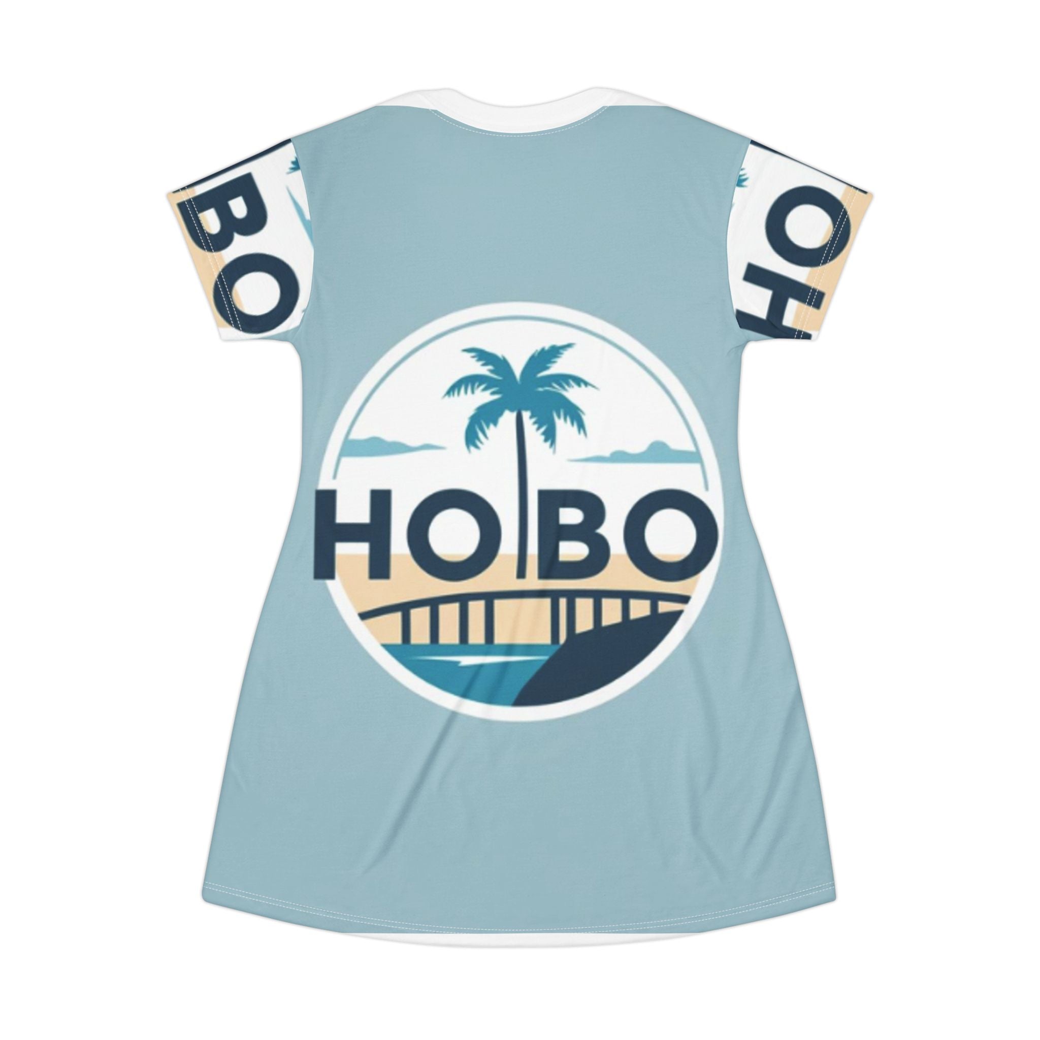 Tropical Vibes T-Shirt Dress, Casual Summer Dress, Beachwear, Vacation Outfit, Eco-Friendly Fashion, HOBO Graphic Design