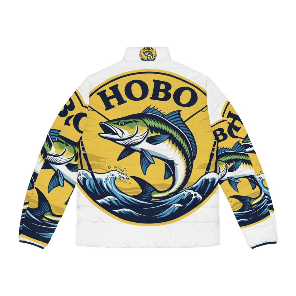 Fish-Themed Men's Puffer Jacket - Perfect for Fishing Enthusiasts, Outdoor Adventures, Winter Wear, Unique Gift