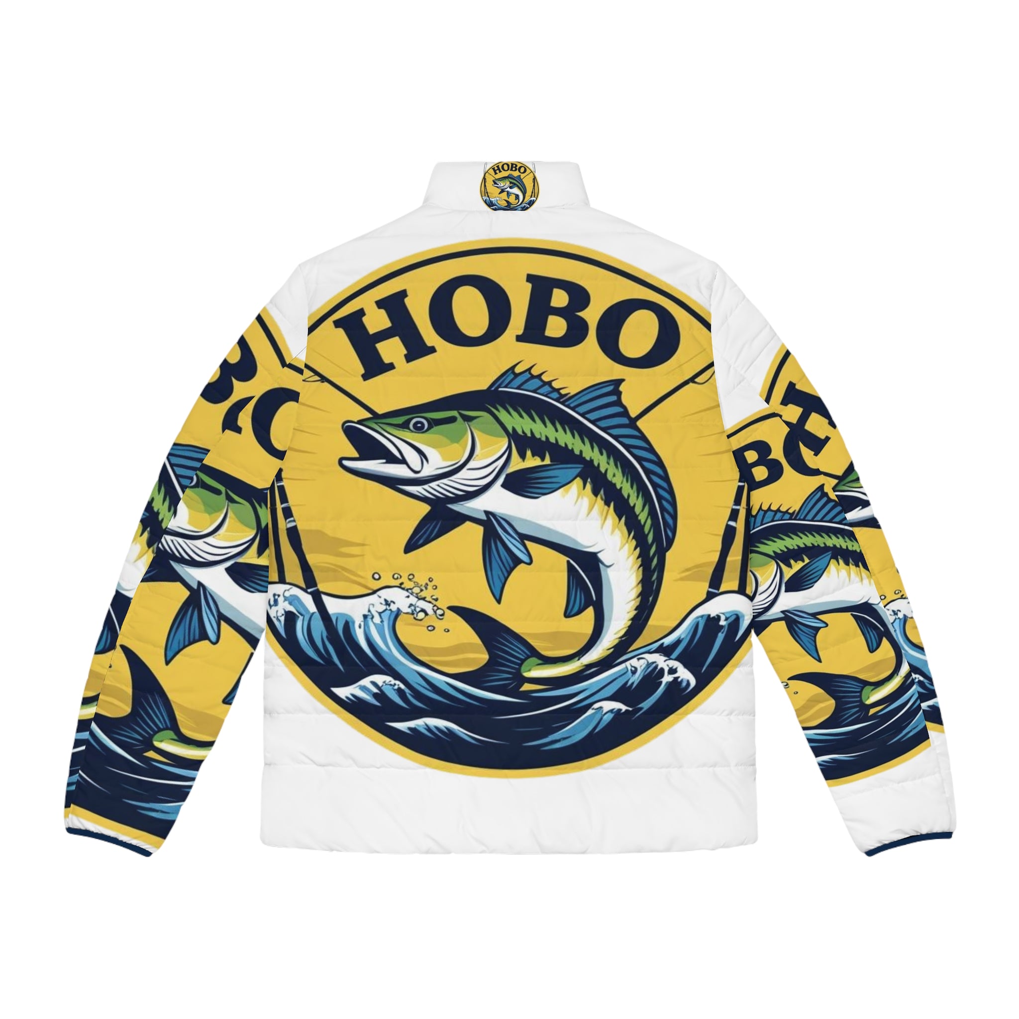 Fish-Themed Men's Puffer Jacket - Perfect for Fishing Enthusiasts, Outdoor Adventures, Winter Wear, Unique Gift