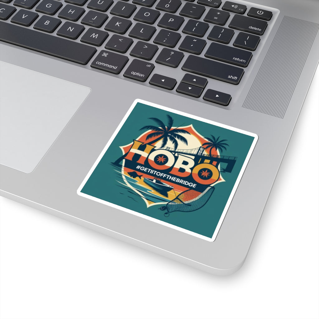 Hobo Kiss-Cut Stickers - Retro Tropical Vibe, Perfect for Laptops, Water Bottles, Journals, Gifts for Travelers, Fun Décor