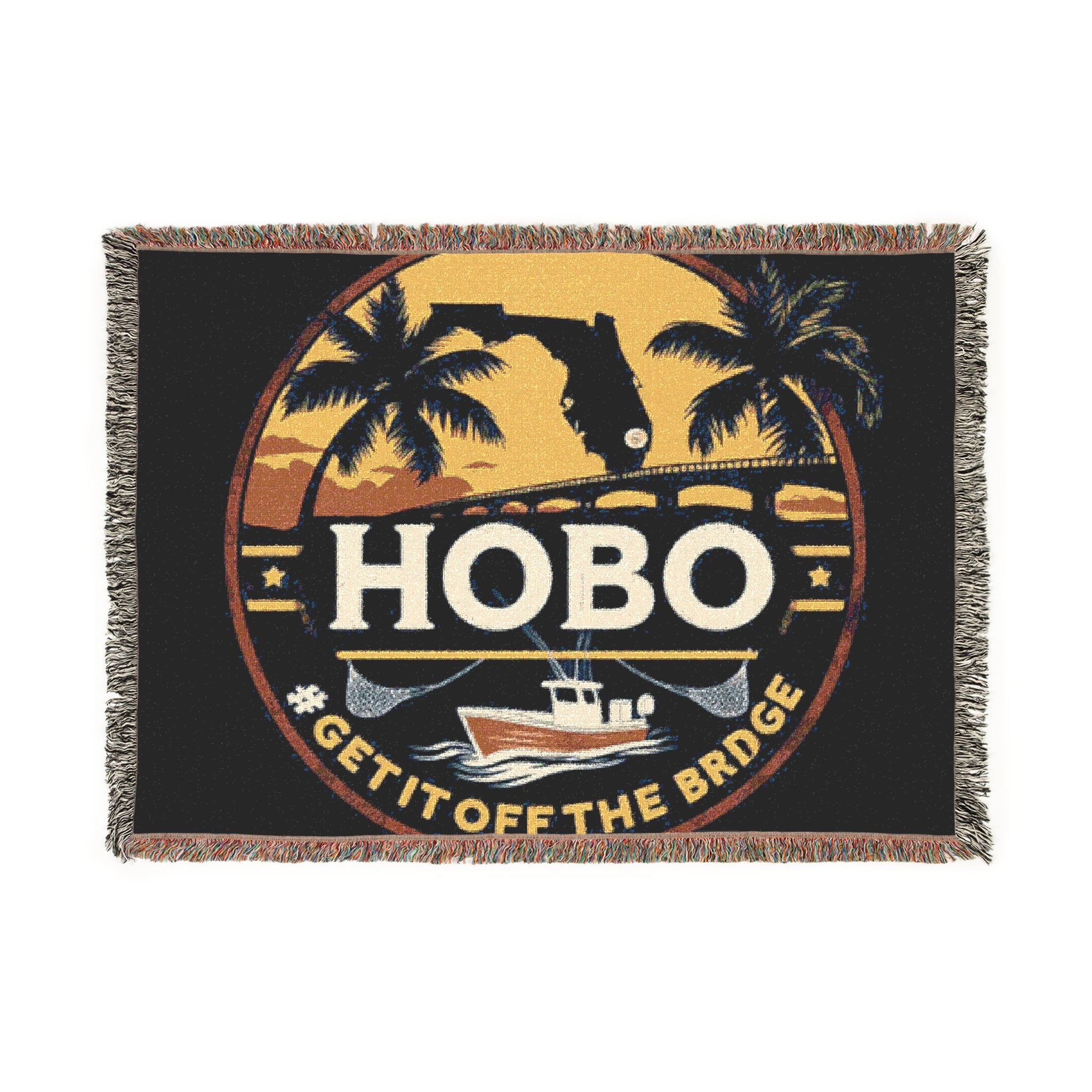 Cozy Retro Woven Blanket with Hobo Design for Beach Lovers, Perfect for Home Decor, Gift for Friends, Camping, and Cozy Nights