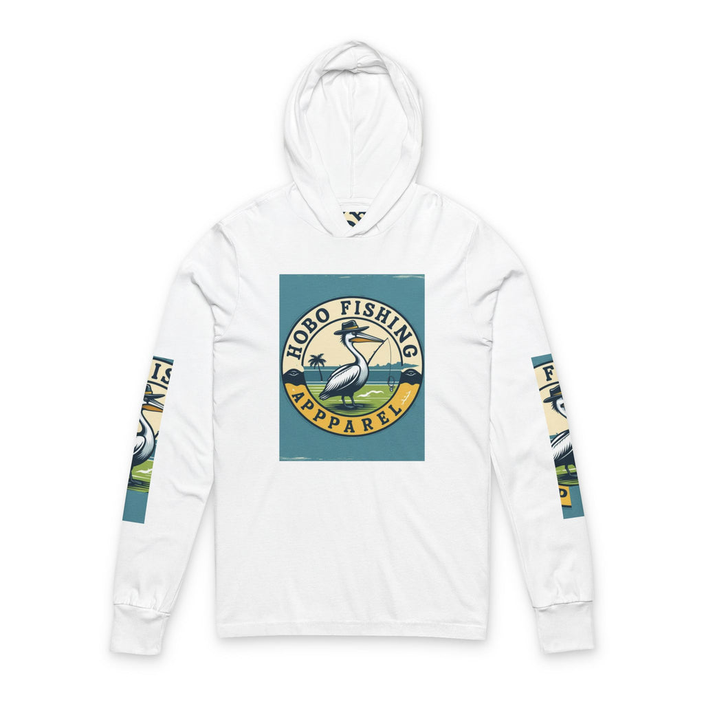 Hobo Fishing Hooded Long Sleeve Tee | Unisex Fishing Shirt, Outdoor Apparel, Camping Gear, Gift for Fishermen, Summer Style