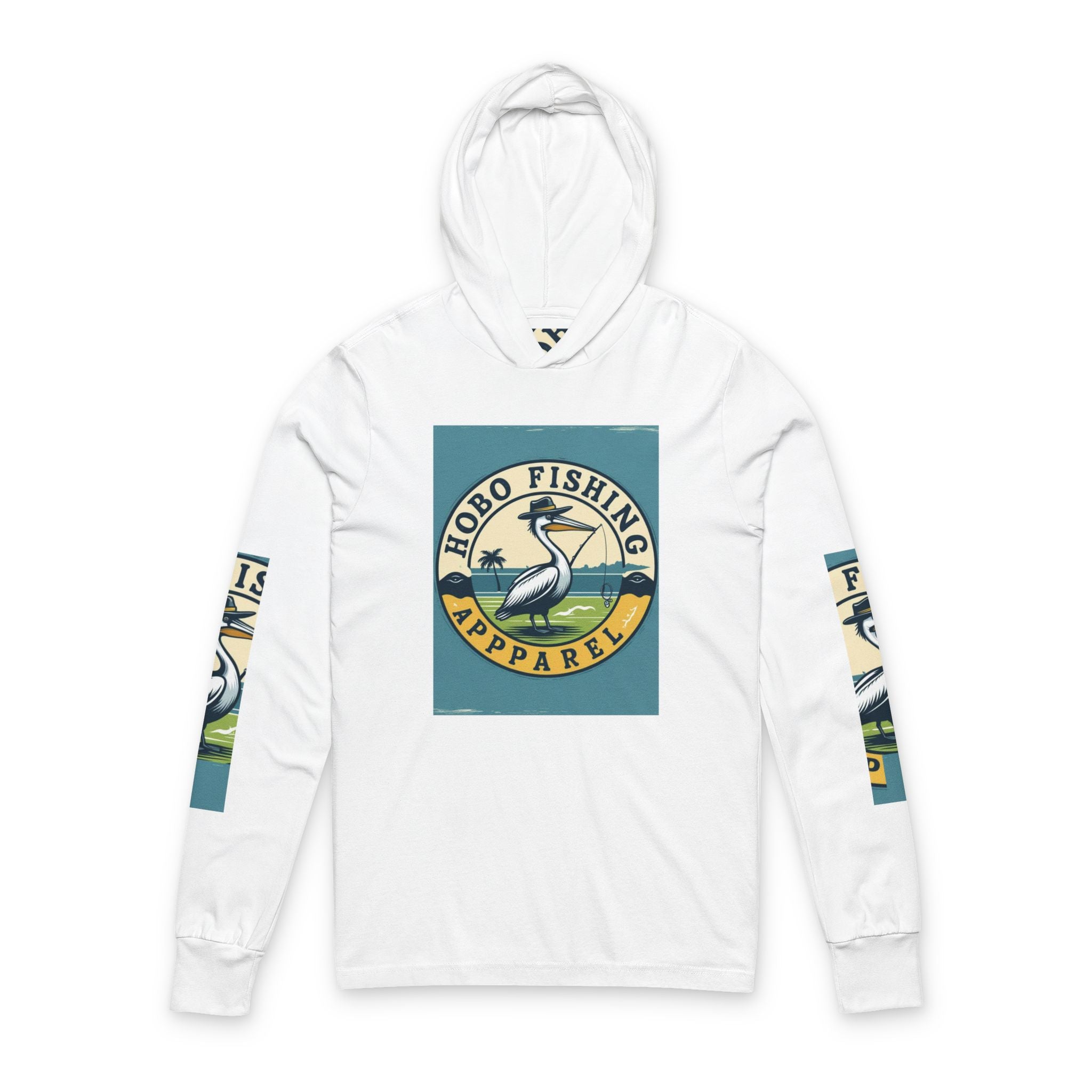 Hobo Fishing Hooded Long Sleeve Tee | Unisex Fishing Shirt, Outdoor Apparel, Camping Gear, Gift for Fishermen, Summer Style