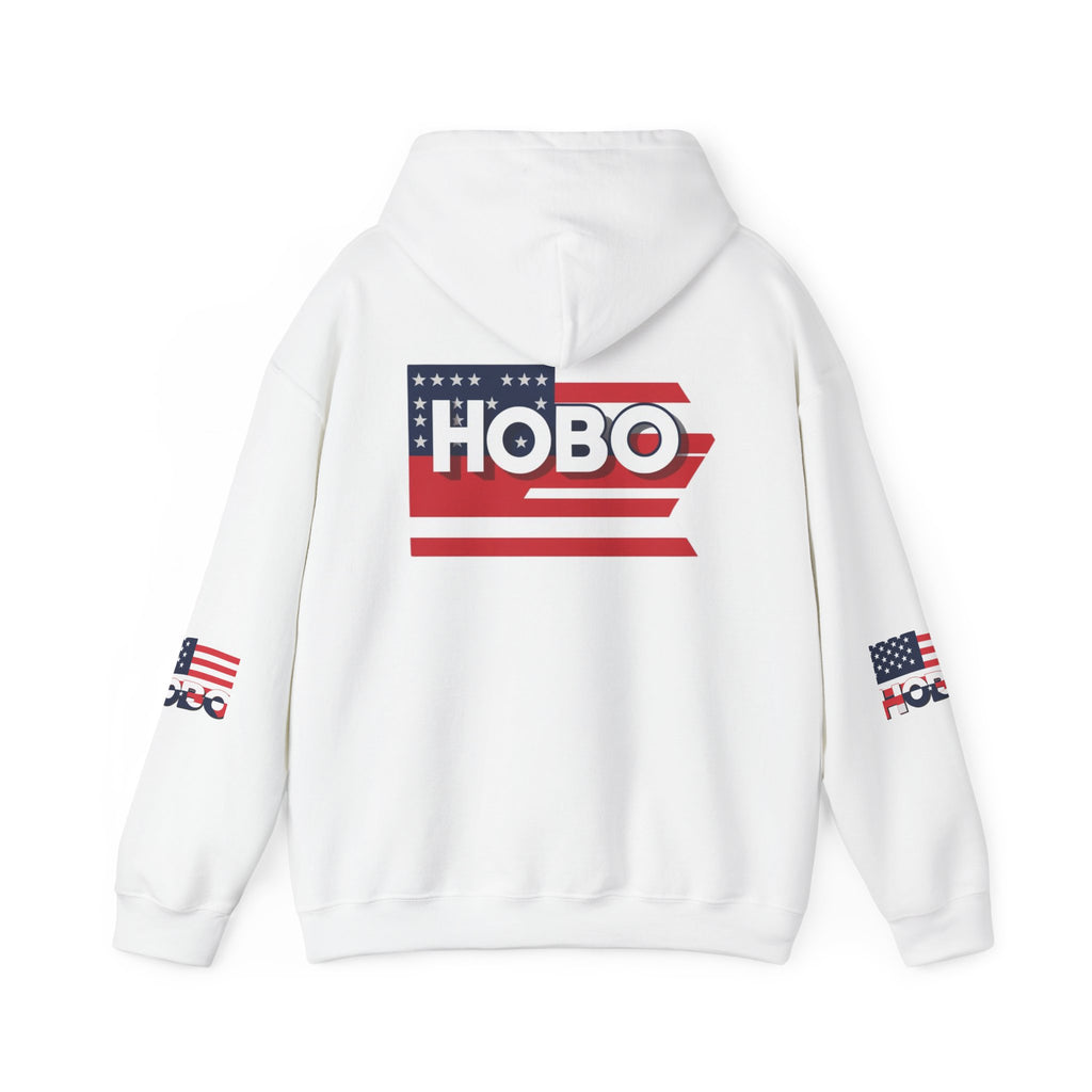 American Flag Hobo Hoodie | Unisex Heavy Blend Sweatshirt, Patriotic Apparel, Independence Day, Casual Wear, Gifts for Him/Her