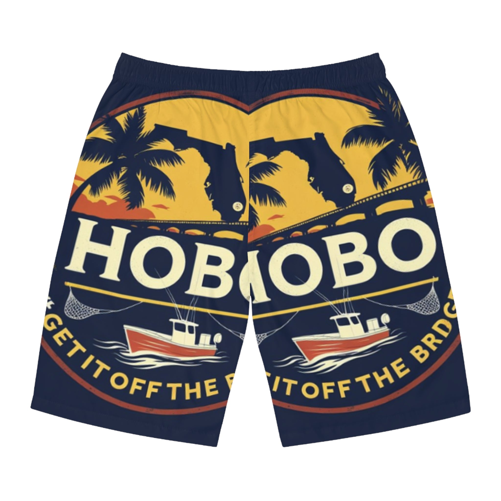 Hobobo Florida Men's Board Shorts | Fishing Beachwear, Summer Swim Trunks, Coastal Lifestyle Shorts, Vacation Essential, Beach Party Gear