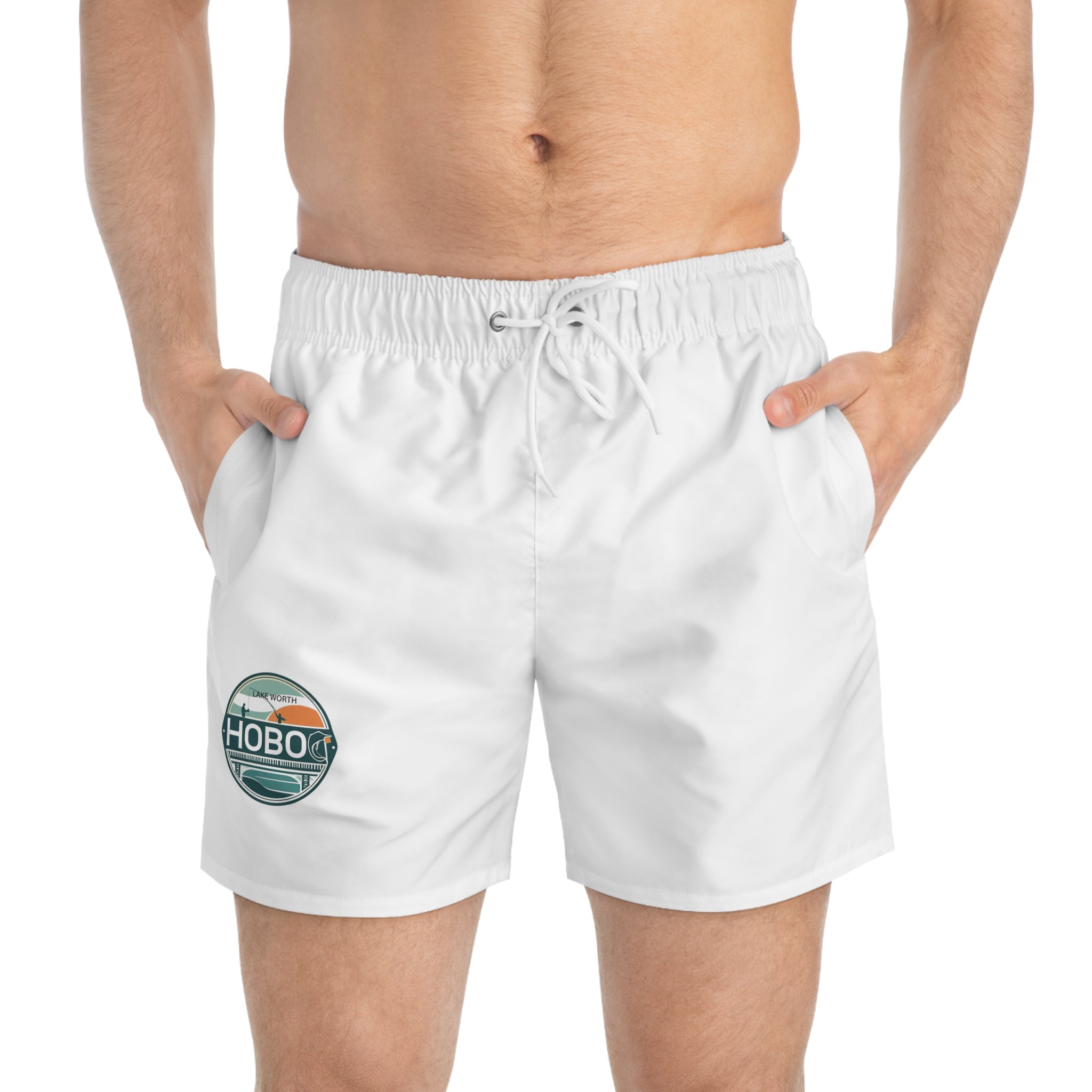 Retro Hobo Swim Trunks for Beach Days, Summer Vacation Gear, Lightweight Pool Shorts, Perfect for Surfing and Relaxing