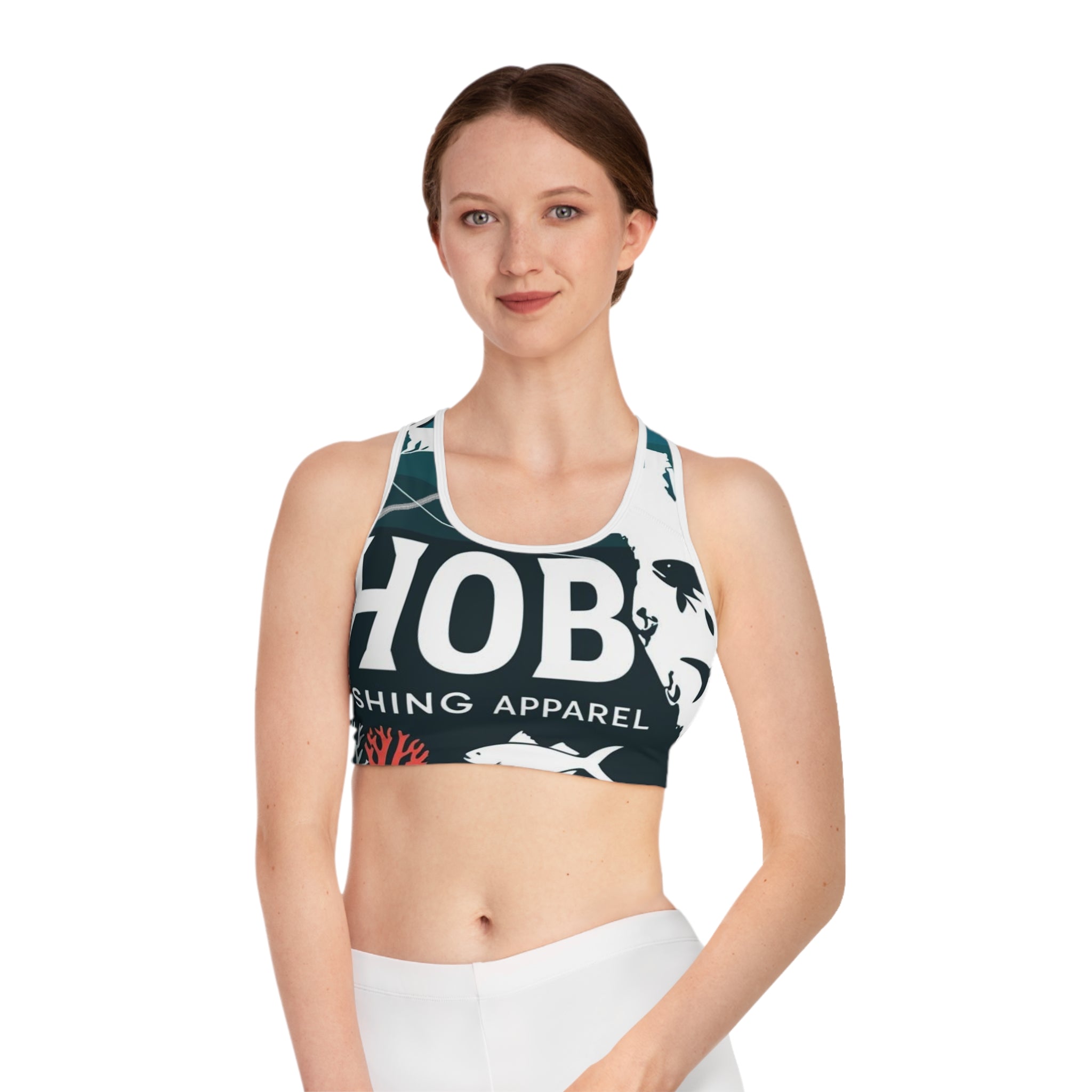 HOB Fishing Apparel Sports Bra, Activewear, Workout Gear, Gym Clothing, Gift for Sports Lovers, Summer Essentials