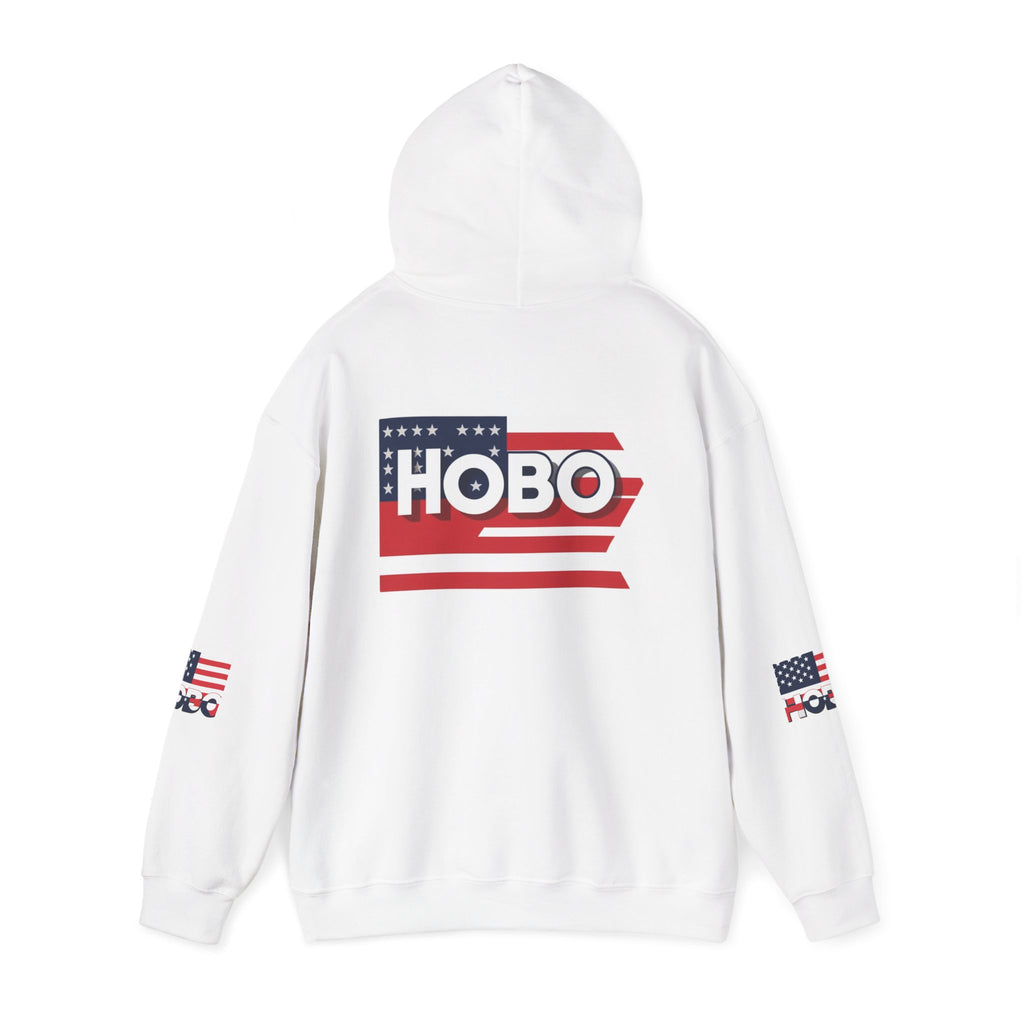American Flag Hobo Hoodie | Unisex Heavy Blend Sweatshirt, Patriotic Apparel, Independence Day, Casual Wear, Gifts for Him/Her