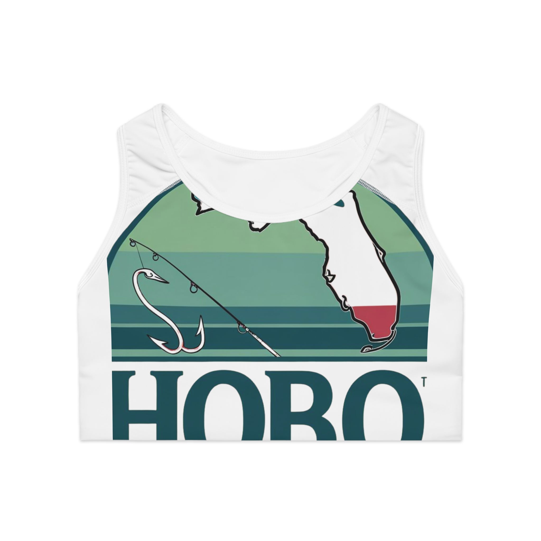 Florida Fishing Sports Bra, Activewear for Outdoor Enthusiasts, Gym Top, AOP Sports Bra, Fitness Gear, Unique Fitness Apparel