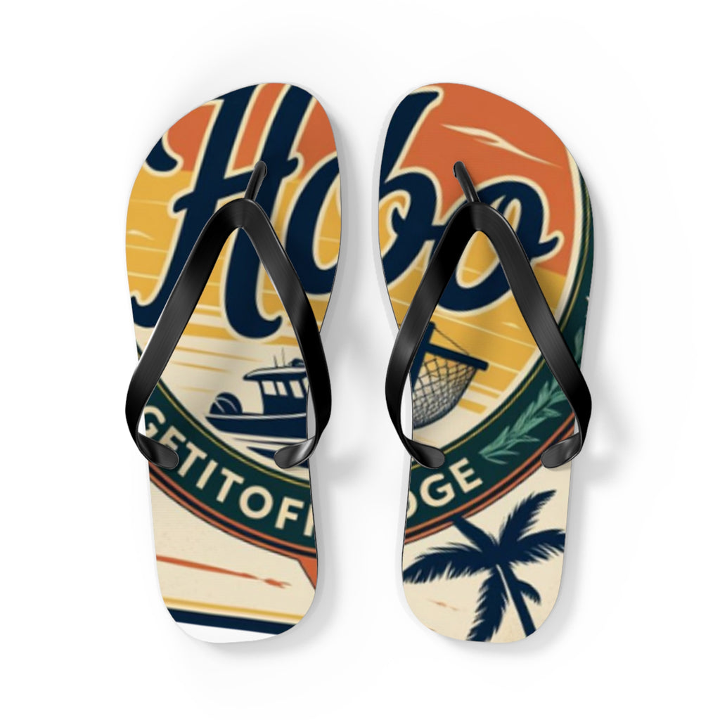 Retro Beach Flip Flops, Summer Footwear, Vacation Sandals, Gift for Beach Lovers, Custom Printed Flip Flops