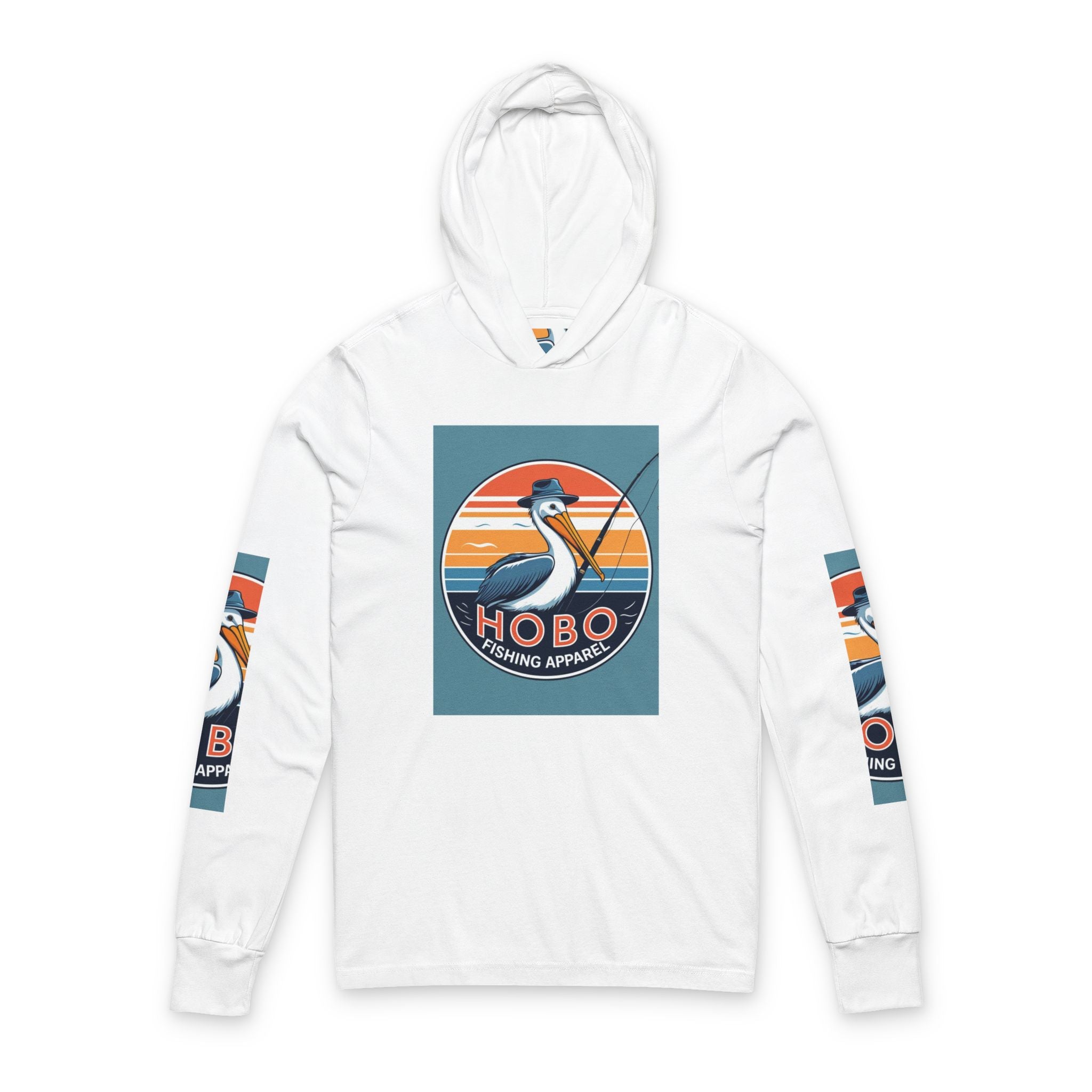 Hobo Fishing Apparel Unisex Hooded Long Sleeve Tee, Outdoor Hoodie, Fishing Shirt, Gift for Anglers, Summer Apparel