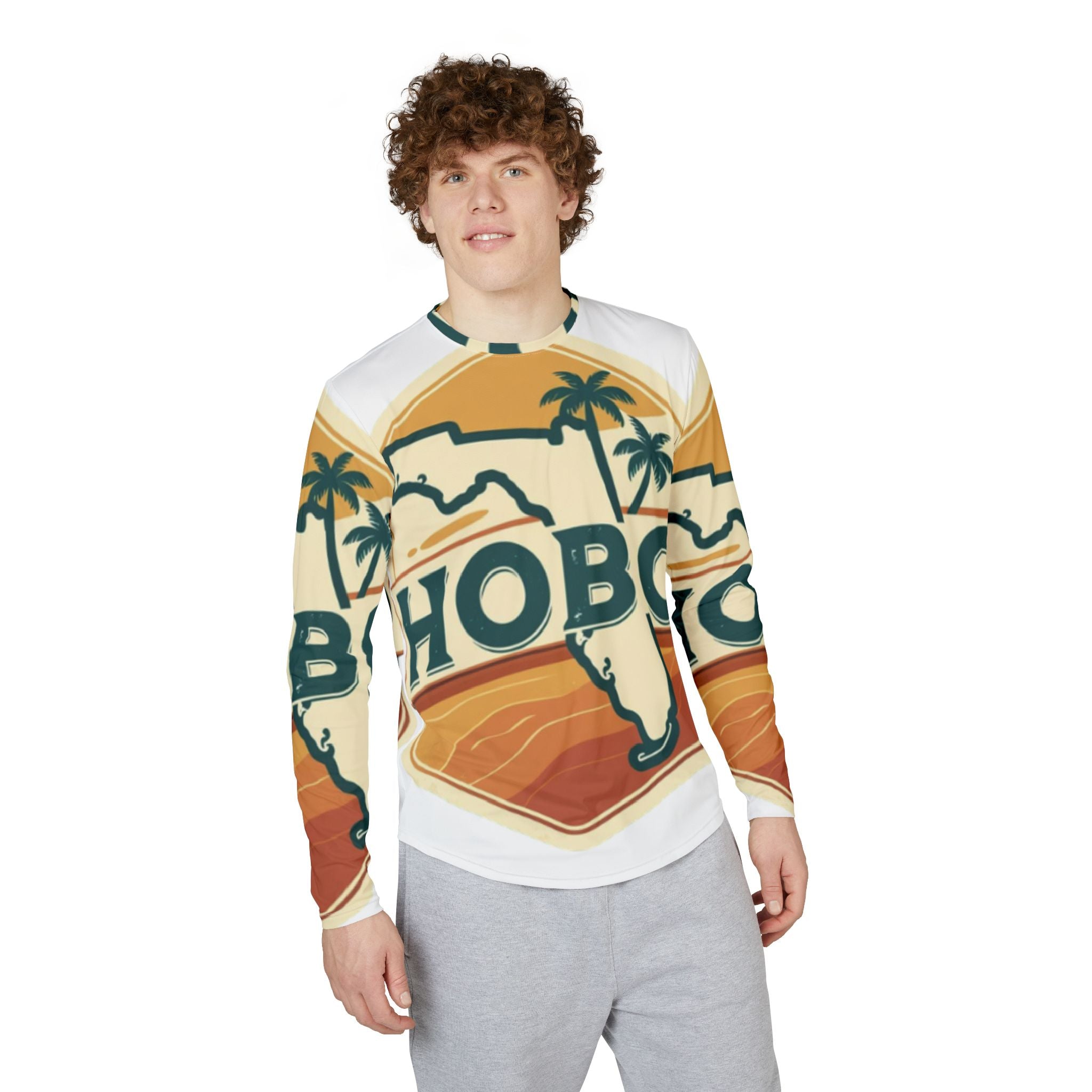 Men's UV Protection Long Sleeve Shirt, Tropical Beachwear, Outdoor Sports Apparel, Summer Fashion, Sun Protection Top