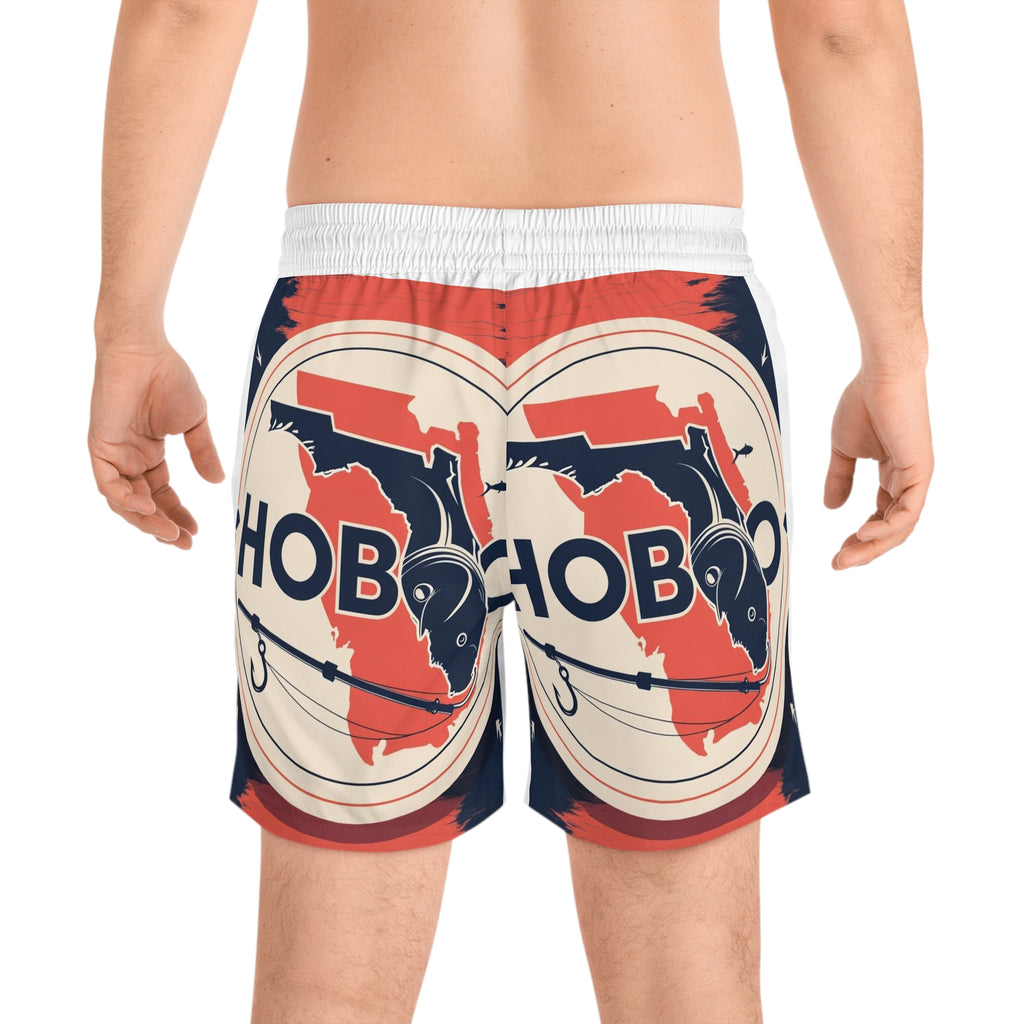 Men's Swim Shorts - Hobo Florida Design, Summer Swimwear, Beachwear, Vacation Attire, Unique Swim Trunks
