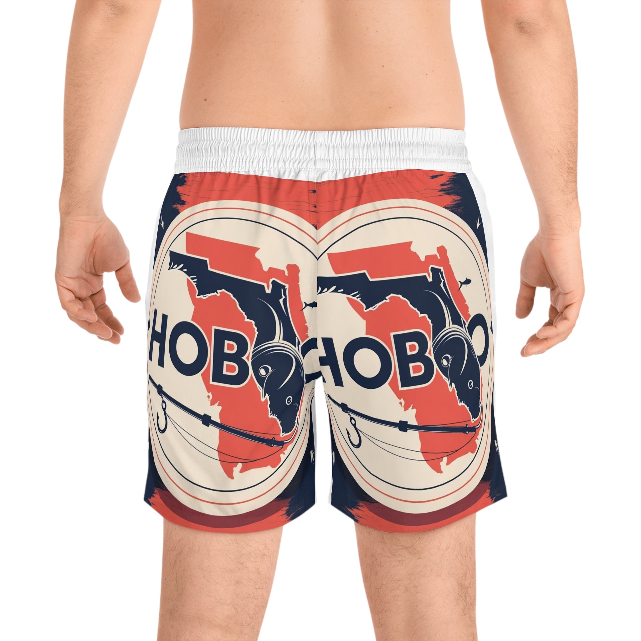 Men's Swim Shorts - Hobo Florida Design, Summer Swimwear, Beachwear, Vacation Attire, Unique Swim Trunks