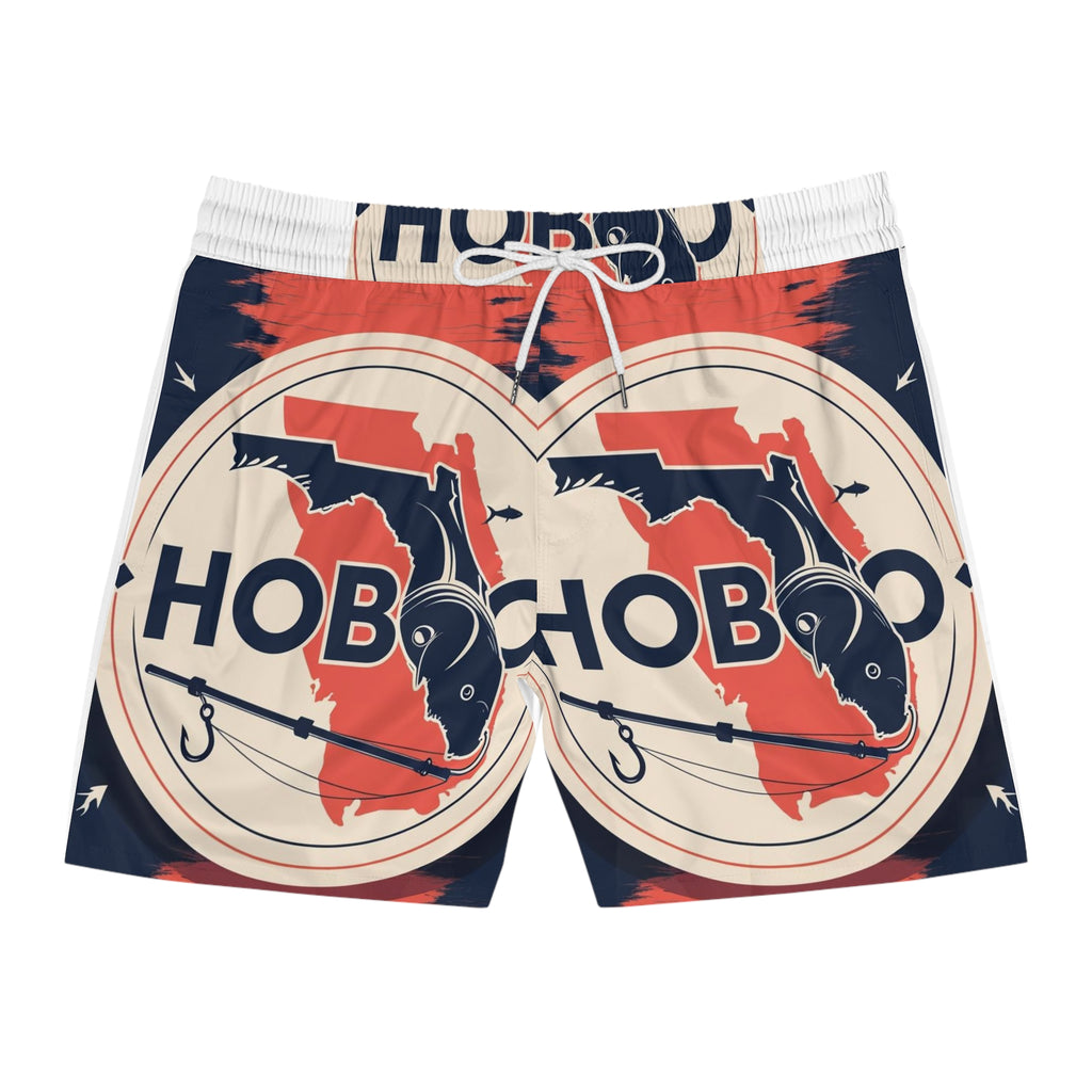 Men's Swim Shorts - Hobo Florida Design, Summer Swimwear, Beachwear, Vacation Attire, Unique Swim Trunks