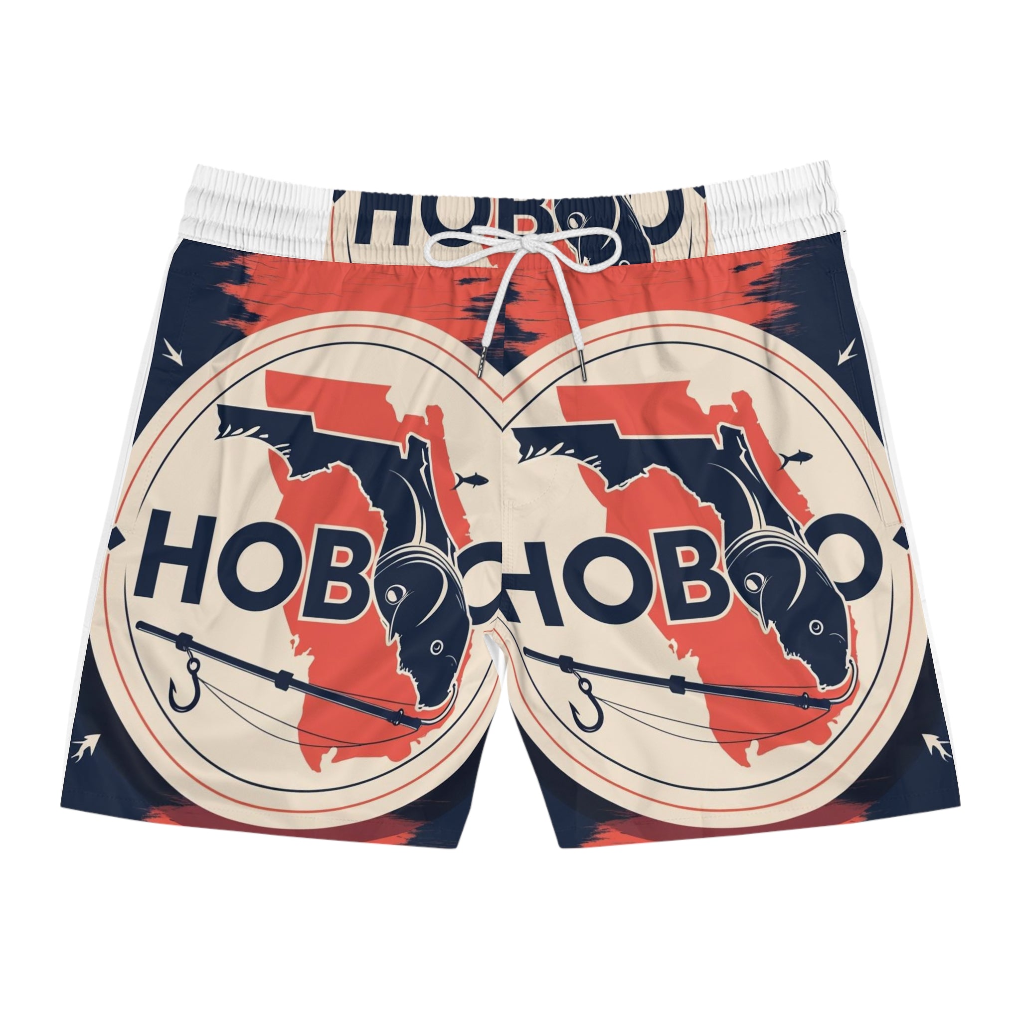 Men's Swim Shorts - Hobo Florida Design, Summer Swimwear, Beachwear, Vacation Attire, Unique Swim Trunks